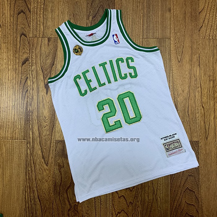 Camiseta Boston Celtics Ray Allen NO 20 Hardwood Classics Throwback 2007-08 Blanco
